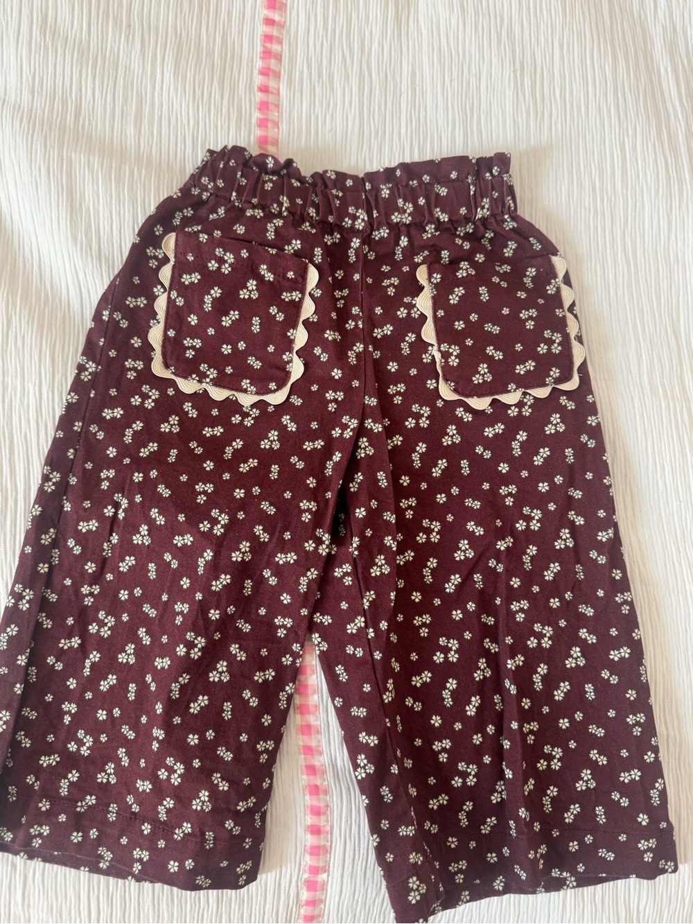 Zara Burgundy Floral Elastic Waist Girls Pants